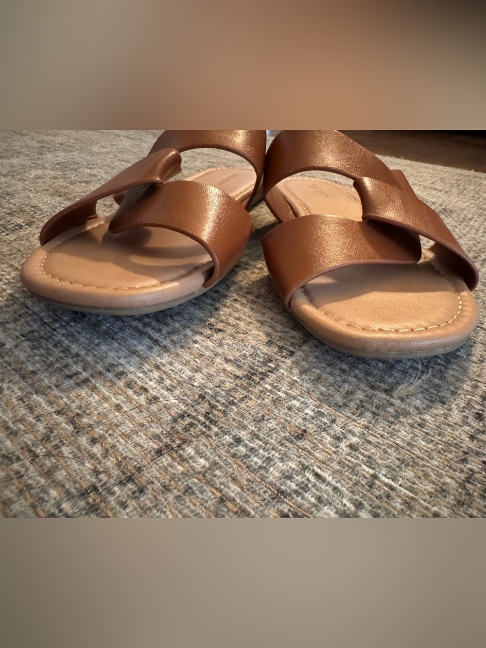 Old Navy Cognac Brown Knotted Slide Sandals Size 7 - Picture 7 of 7